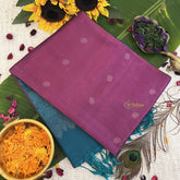 Vriksham Dual-Tone Onion With Teal Blue & Golden Border Pure Soft Silk Saree-VS4839